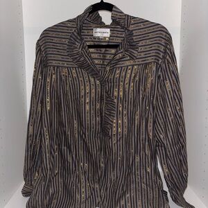 Antik Batik Black and Gold Striped Button Down Shirt